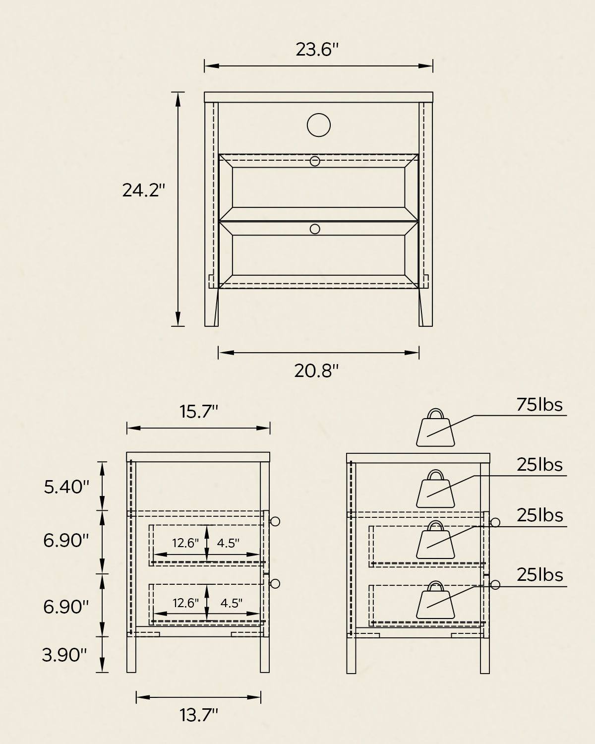 Farmhouse End Table with 2 Drawers, Wooden Nightstand with Open Storage Cable Hole Freestanding Wide Bedside Table for Bedroom Living Room Sofa