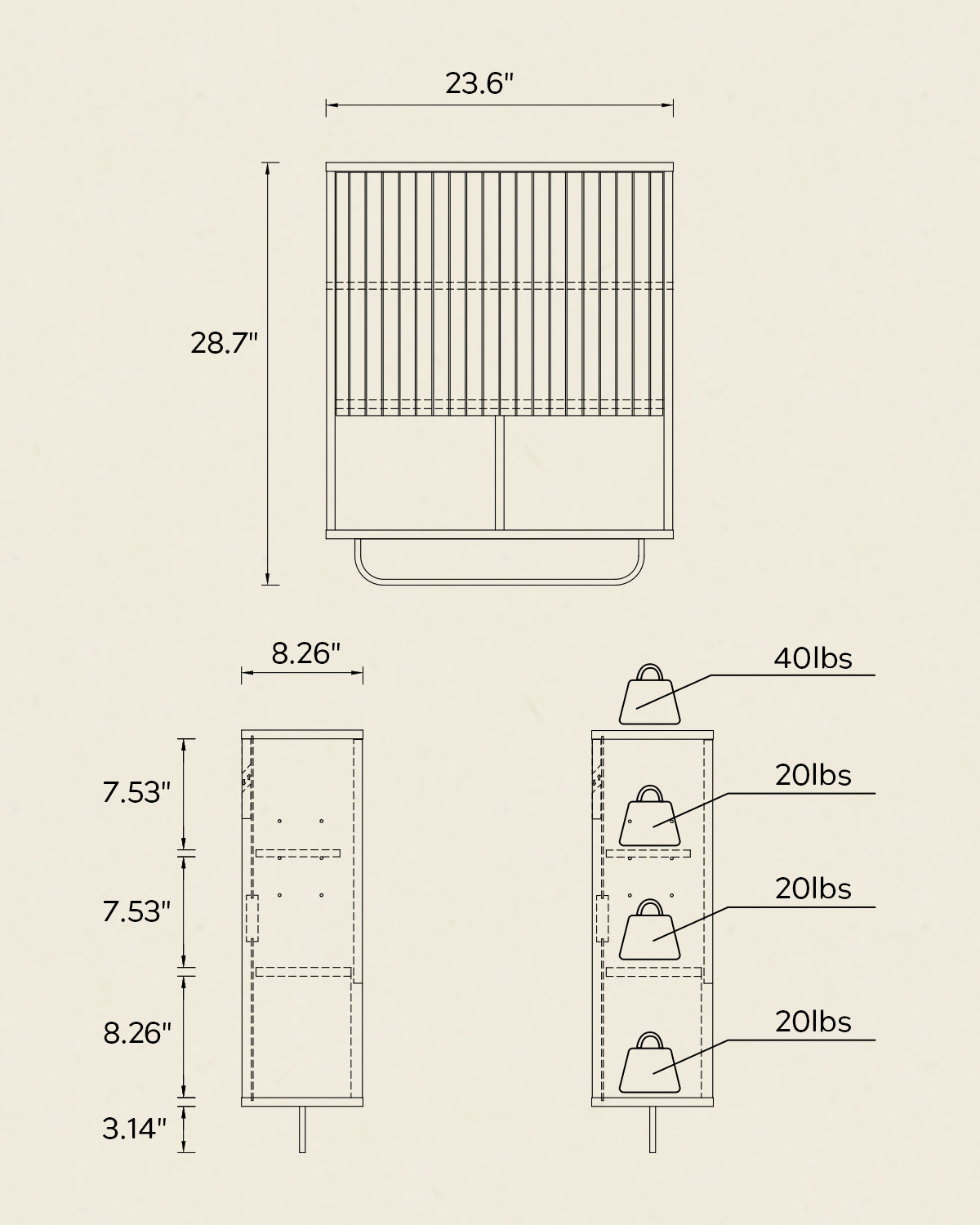 Fluted Wall Cabinets with Doors and Shelves Set of 2, Modern Medicine Cabinet Bathroom Adjustable Shelf Towel Rack Wood Storage Cabinet for Kitchen Dining Room Living Room