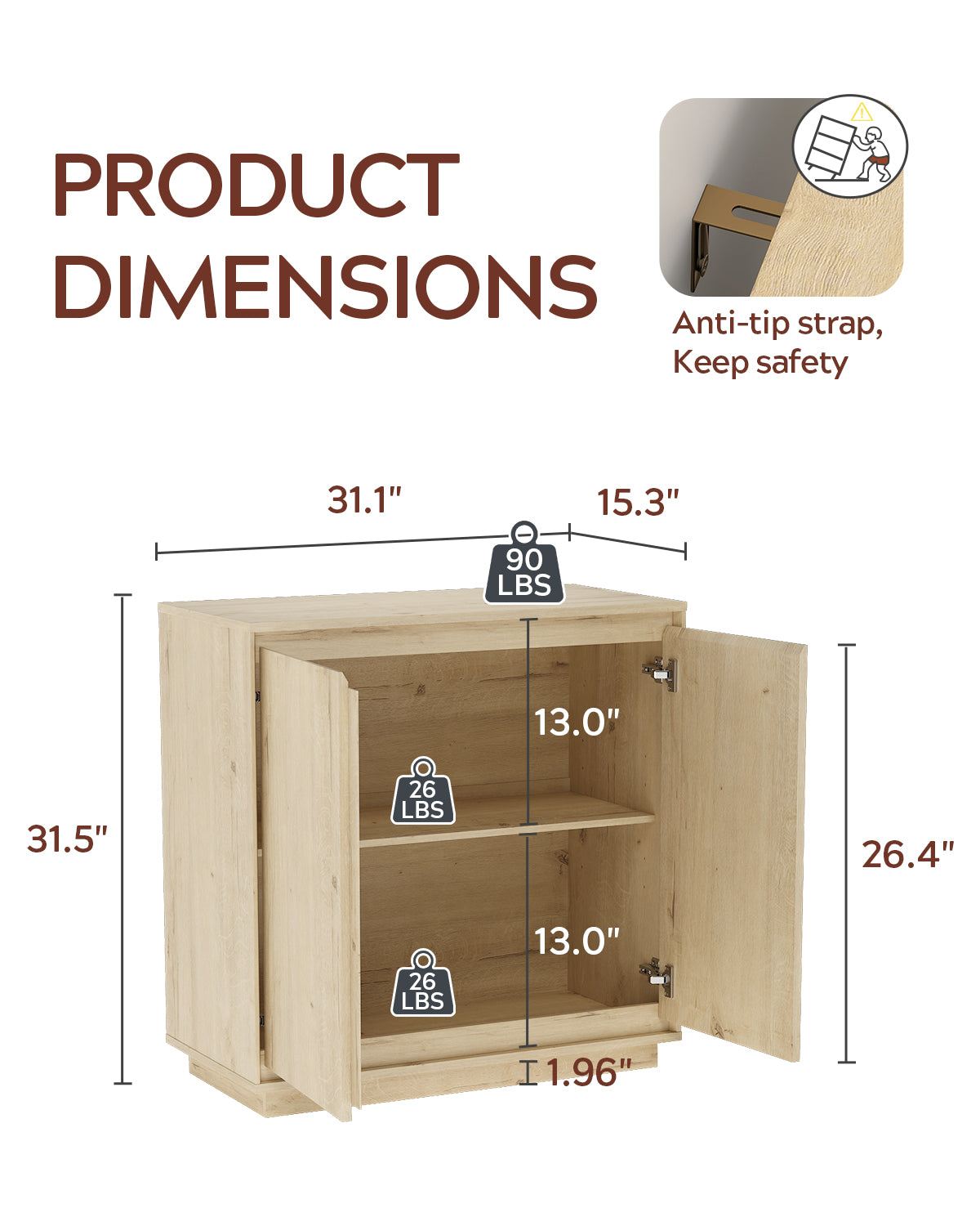 Sideboard Cabinet Buffet Cabinet with Storage with Adjustable Shelves and Handle-Free Design Suitable for Kitchens,Hallway,and Living Rooms